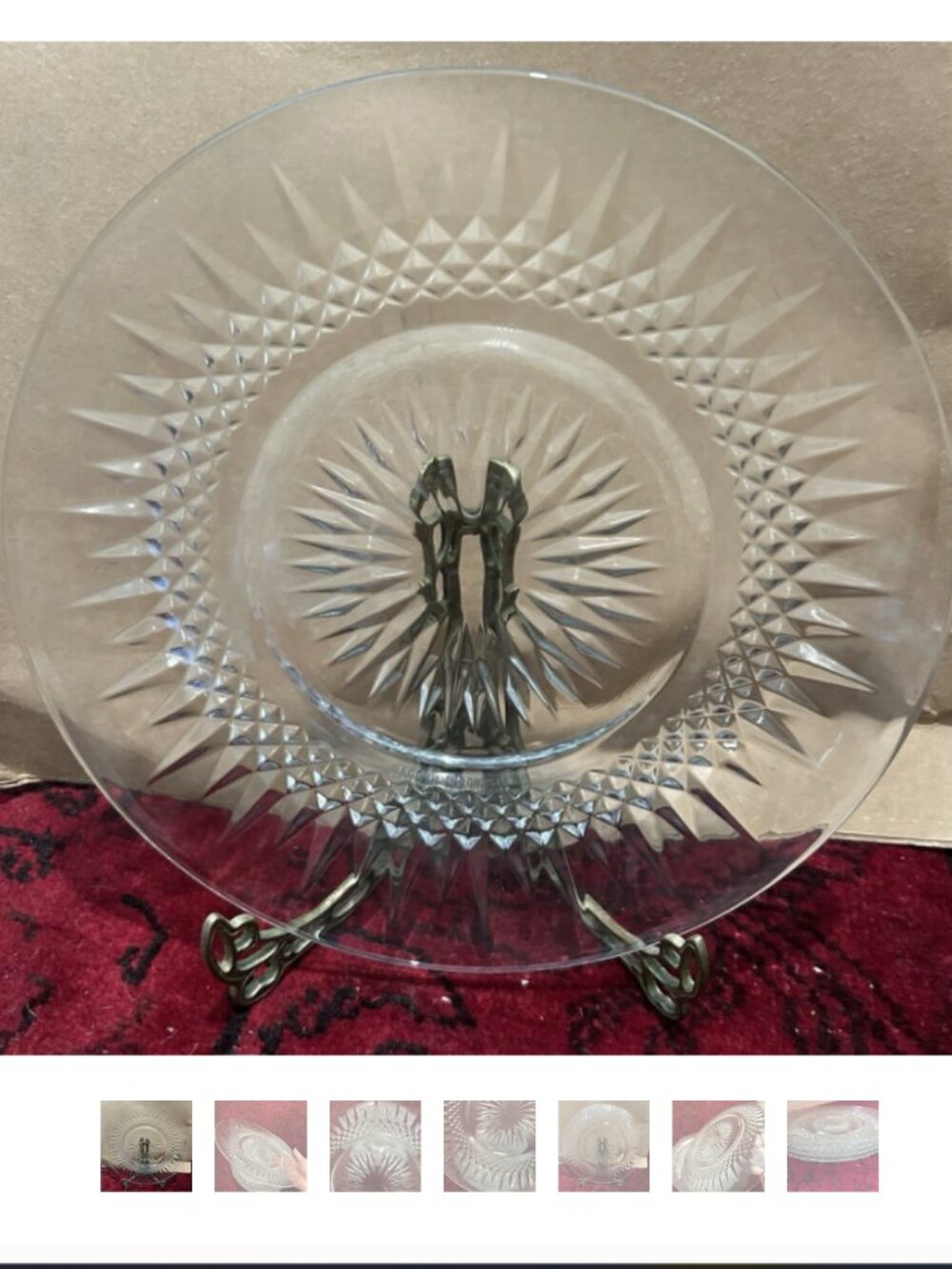 Vintage 80’s KIM (KIG) 10" Glass Dinner Plate Set Starburst Made In Indonesia